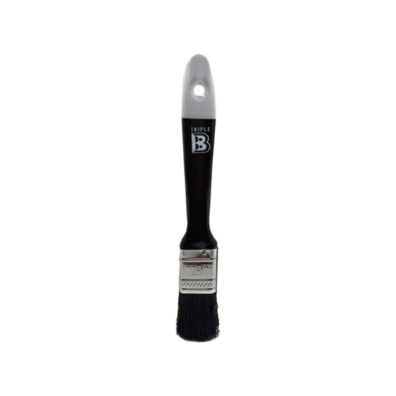 Brocha de pintura Triple B de 1 pulgada con mango negro y gris, cerdas negras para trabajos de pintura