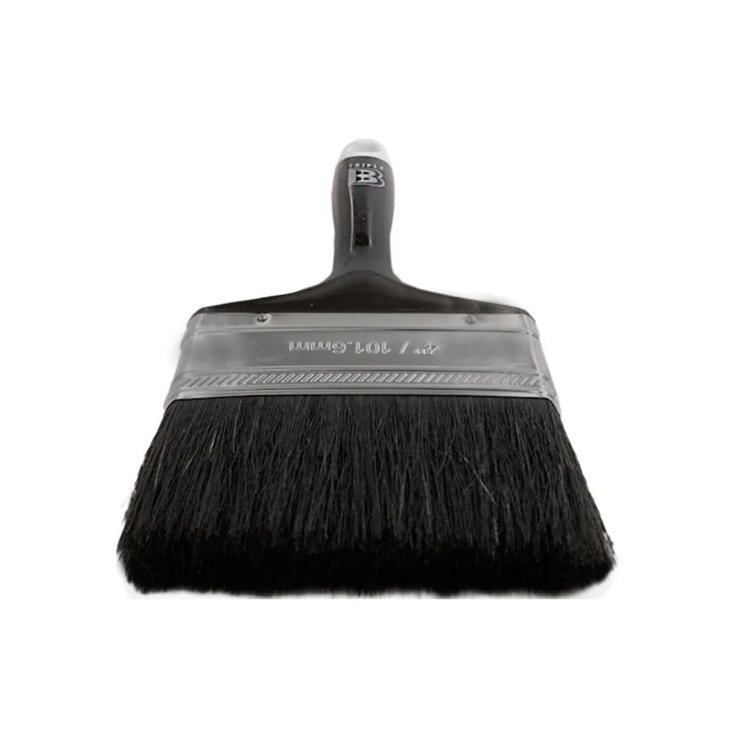 Brocha Triple B 4 pulgadas para pintura con cerdas negras y mango ergonómico.