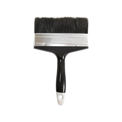 Brocha plana de 6 pulgadas (152.4mm) con cerdas negras y mango ergonómico negro para pintura