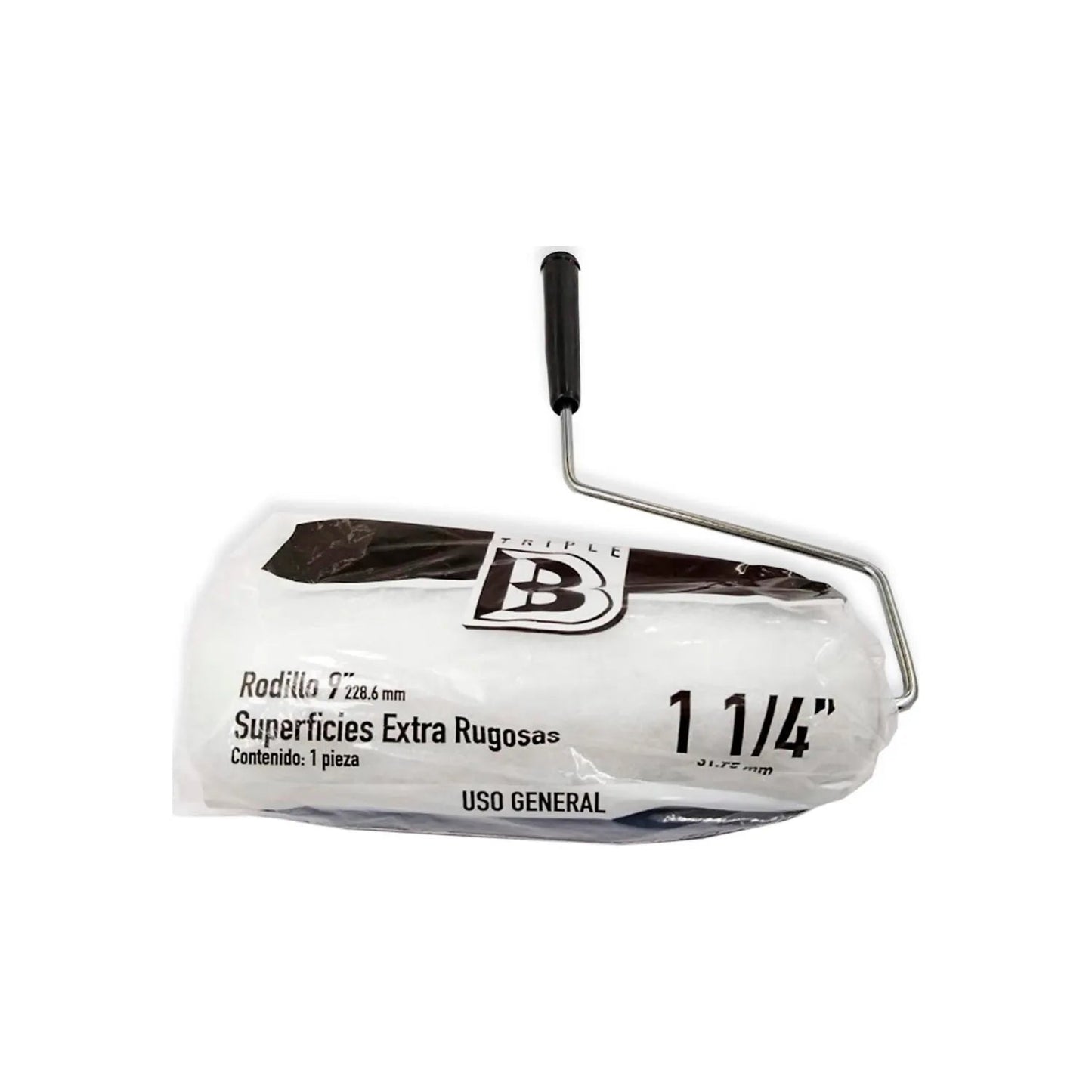 Rodillo Triple B para superficies extra rugosas 9x1 1/4", blanco con mango negro