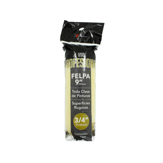 Repuesto rodillo de felpa Byp profesional 9x3/4 para superficies rugosas y todo tipo de pinturas FPR29