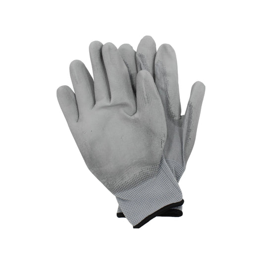 Guantes de seguridad grises nylon/poliuretano, antiderrapantes para agarre en construcción y trabajos manuales