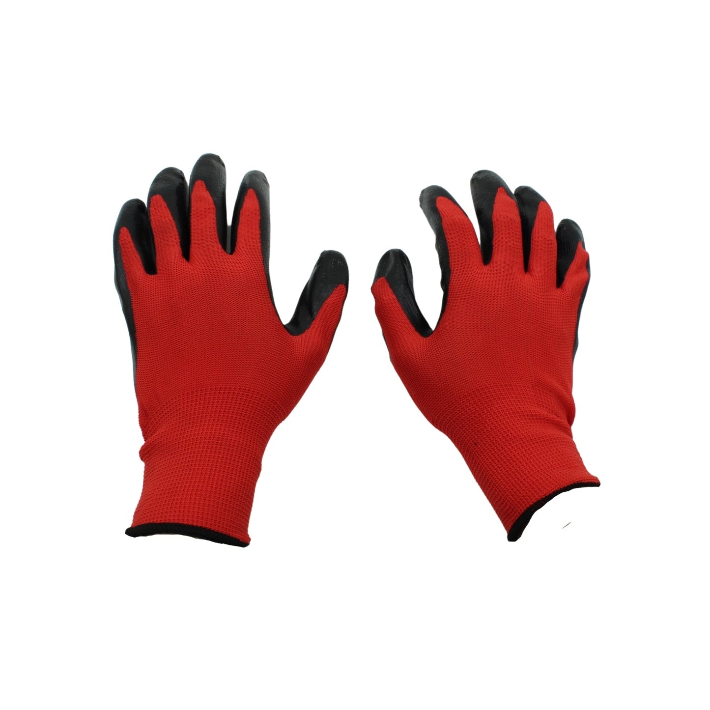 Guantes de trabajo rojos y negros, nylon nitrilo, antiderrapantes para agarre seguro y protección industrial