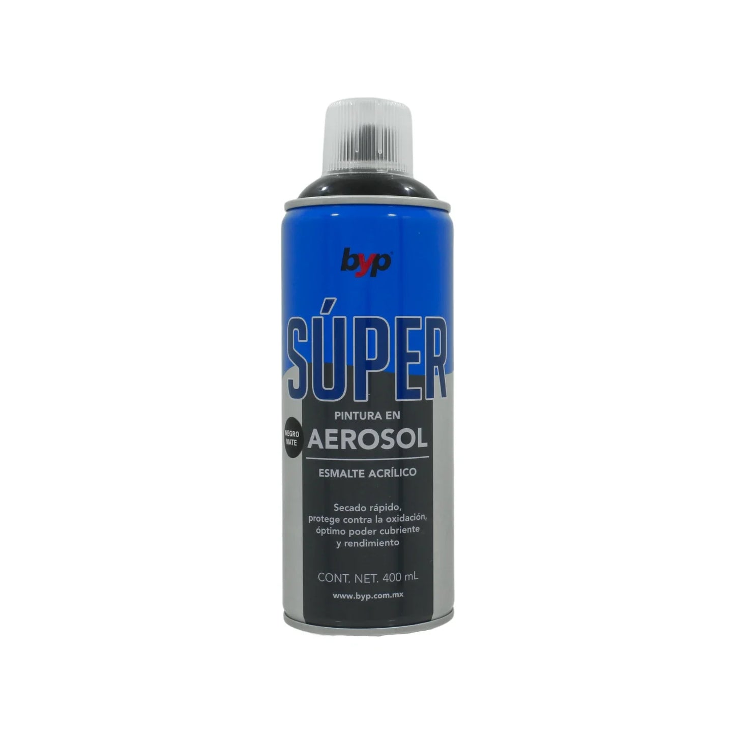 Pintura negro mate acrílico 400 ml Byp Súper ANMS00