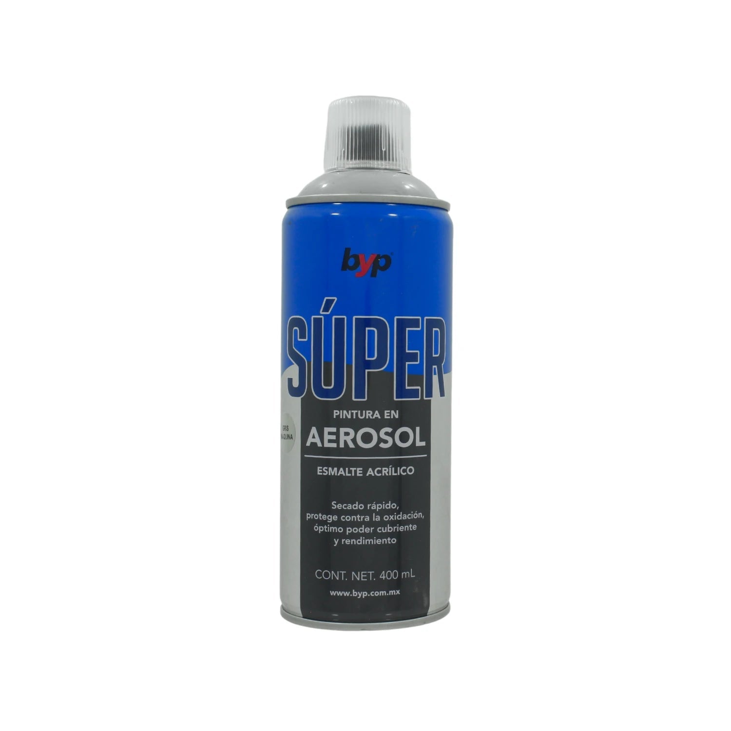 Pintura en aerosol Byp Súper gris máquina acrílico 400 ml secado rápido y protección anti-oxidación