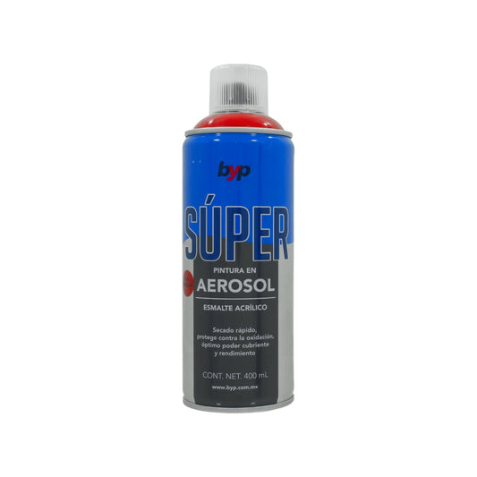 Pintura en aerosol acrílica Byp Súper rojo bermellón 400ml secado rápido anti-óxido