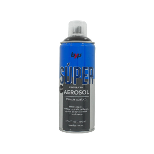 Pintura en aerosol Byp acrílica color chocolate 400ml, secado rápido, protección contra oxidación y alto rendimiento.