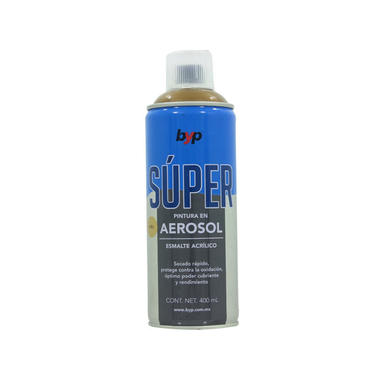 Pintura en aerosol Byp Súper acrílica oro 400 ml secado rápido, protege contra oxidación