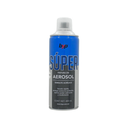 Pintura en aerosol BYP Súper cromo acrílica 400ml, secado rápido y protección contra oxidación.