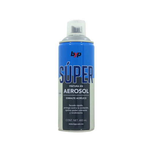 Pintura en aerosol BYP esmalte acrílico color plata 400ml para secado rápido y protección contra oxidación