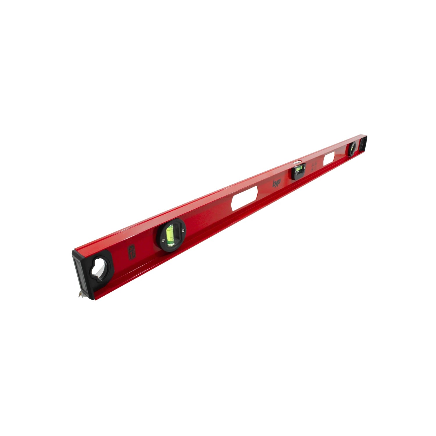 Nivel de burbuja profesional ByP aluminio rojo 36 pulgadas, 3 viales, para medición precisa.