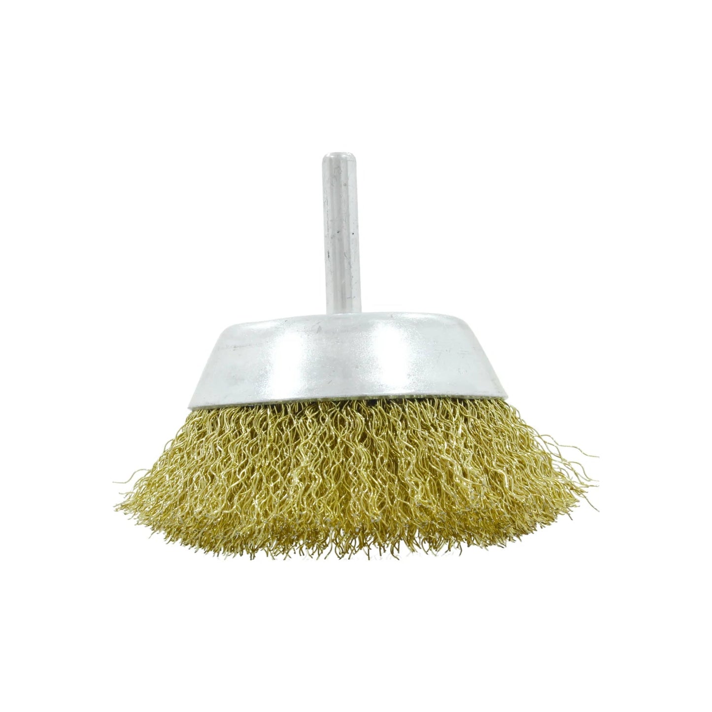 Carda de copa de alambre de latón trenzado para taladro, ideal para desbaste, limpieza y pulido de metal.