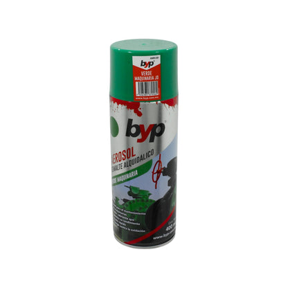 Pintura en aerosol BYP verde maquinaria 400ml, esmalte alquidálico de secado rápido para protección metálica