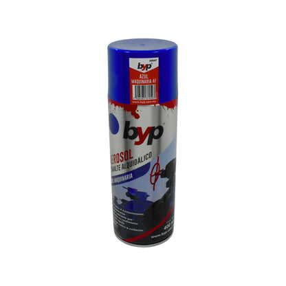 Esmalte alquidálico BYP en aerosol azul maquinaria 400ml para mantenimiento y protección contra oxidación.