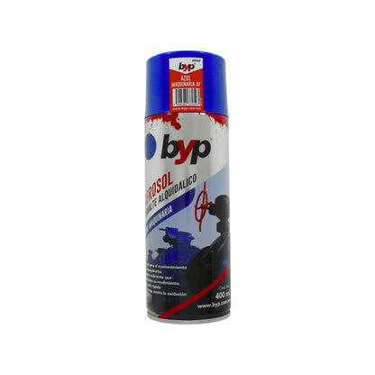 Pintura en aerosol BYP azul maquinaria 400ml, esmalte alquidálico de secado rápido que protege contra la oxidación