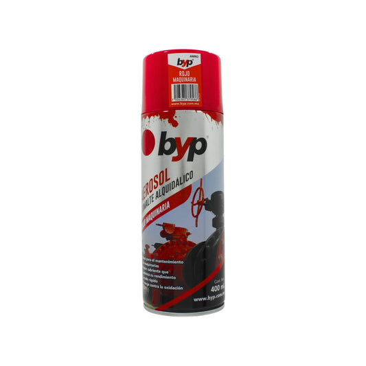 Esmalte en aerosol BYP rojo maquinaria 400ml, secado rápido y protección anticorrosiva para metal
