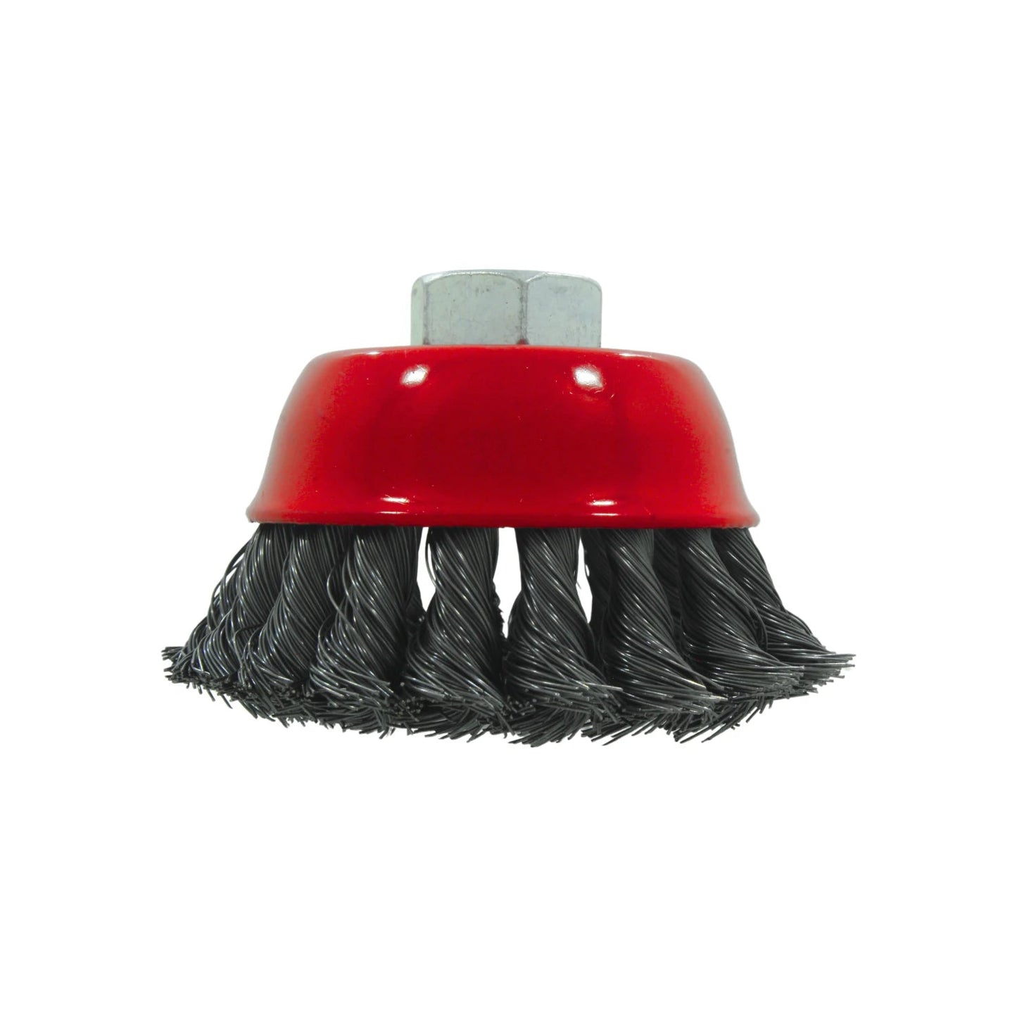 Carda de copa roja, cepillo de alambre trenzado fino para desbaste y limpieza en esmeriladora