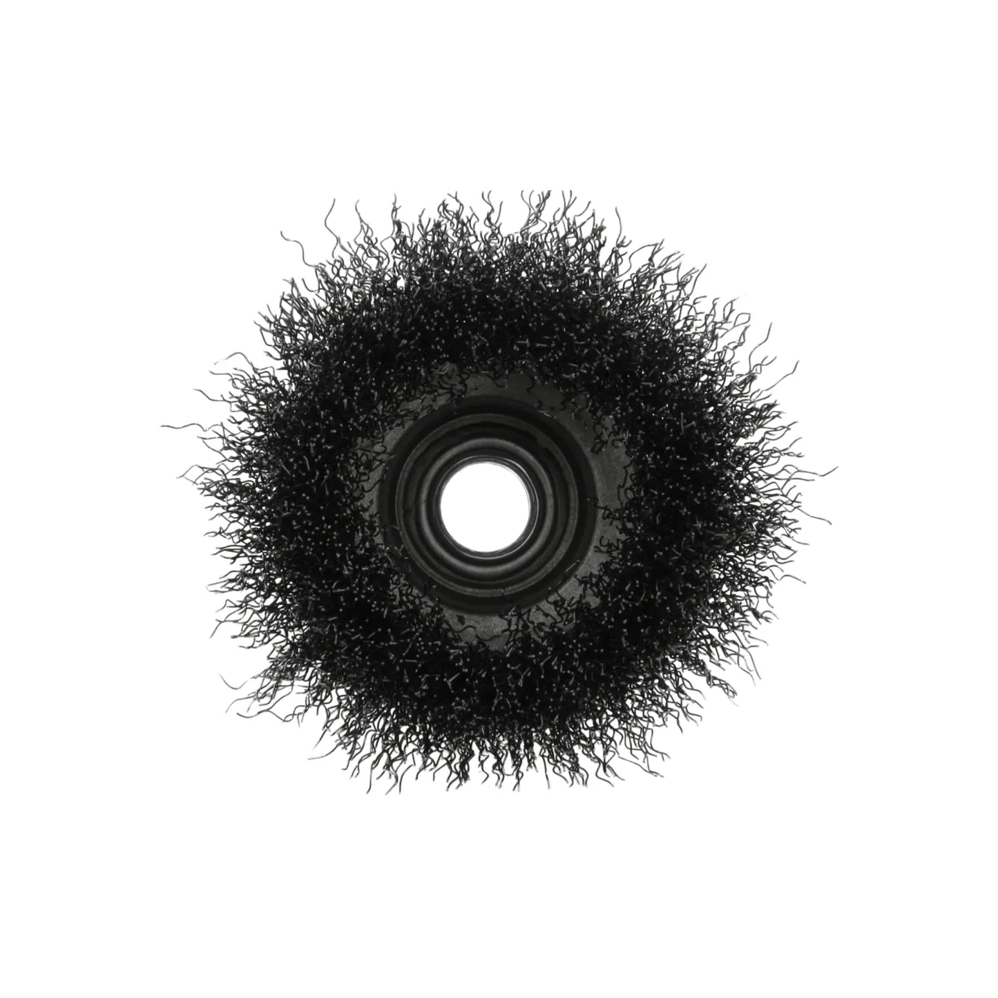 Carda de copa de alambre fino ondulado negra para amoladora, limpieza y desbaste de metal.