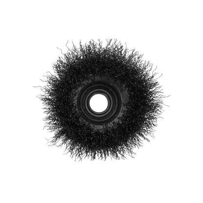 Carda de copa de alambre fino ondulado negra para amoladora, limpieza y desbaste de metal.