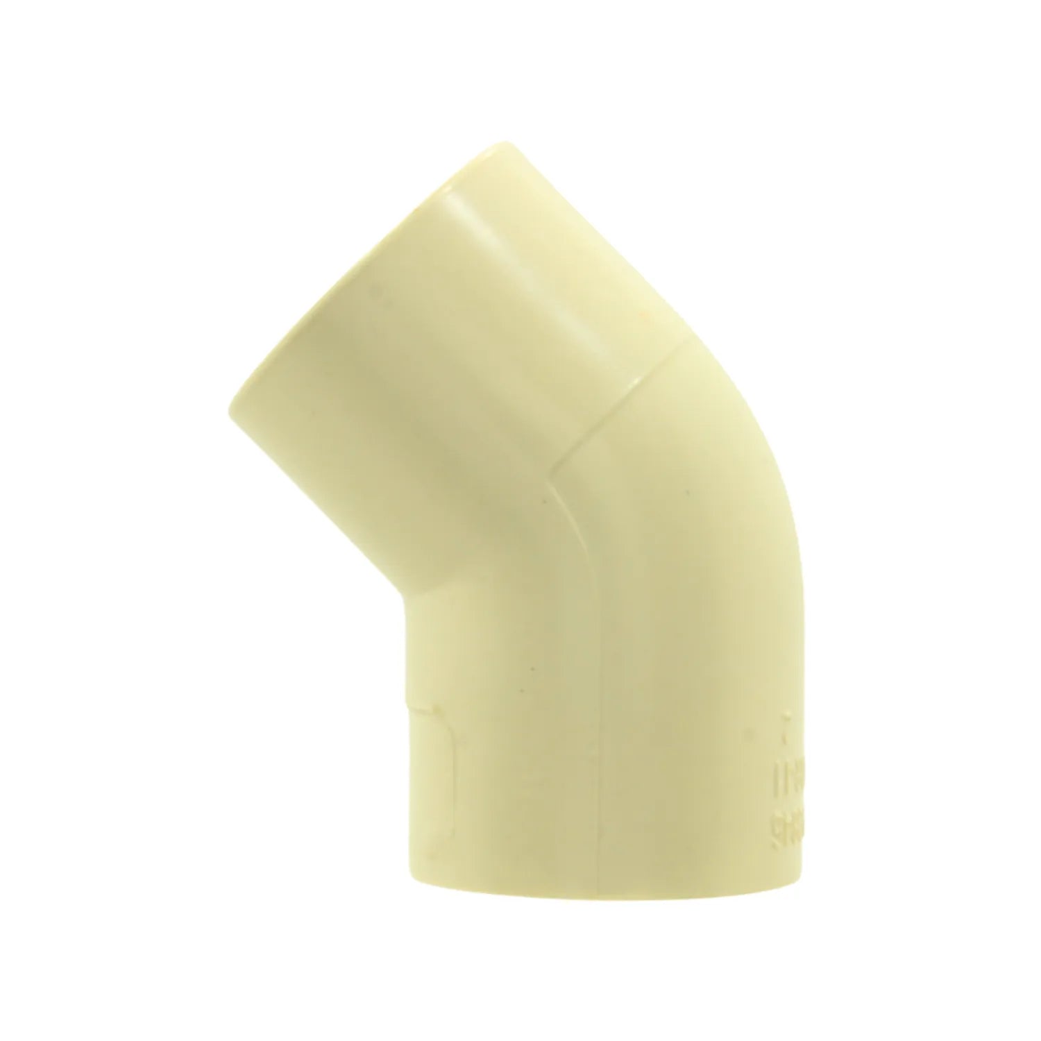 Codo de CPVC 45 grados de 1/2" (13mm) para unión de tuberías, color beige claro
