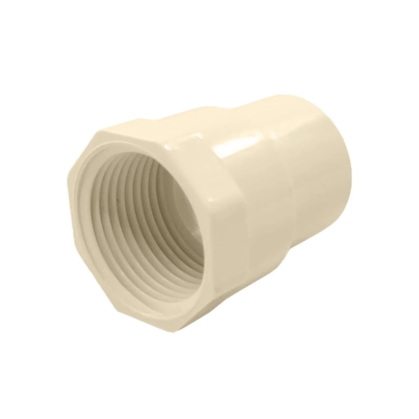 Conector CPVC hembra con rosca interna, color crema, para unión de tuberías de agua