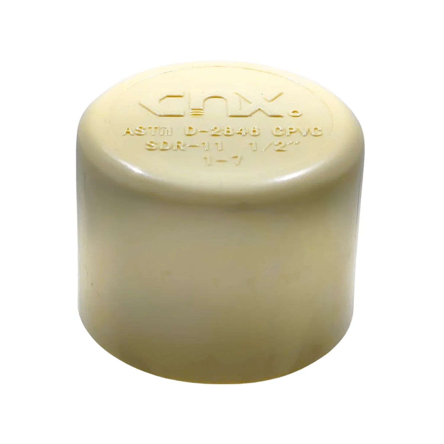 Tapón CPVC CNX 1/2" (13mm) crema SDR-11 para unión de tuberías de agua caliente y fría ASTM D-2846