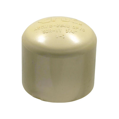 Tapón CPVC 3/4" SDR-11 beige para tuberías de agua caliente y fría, uso fontanería.