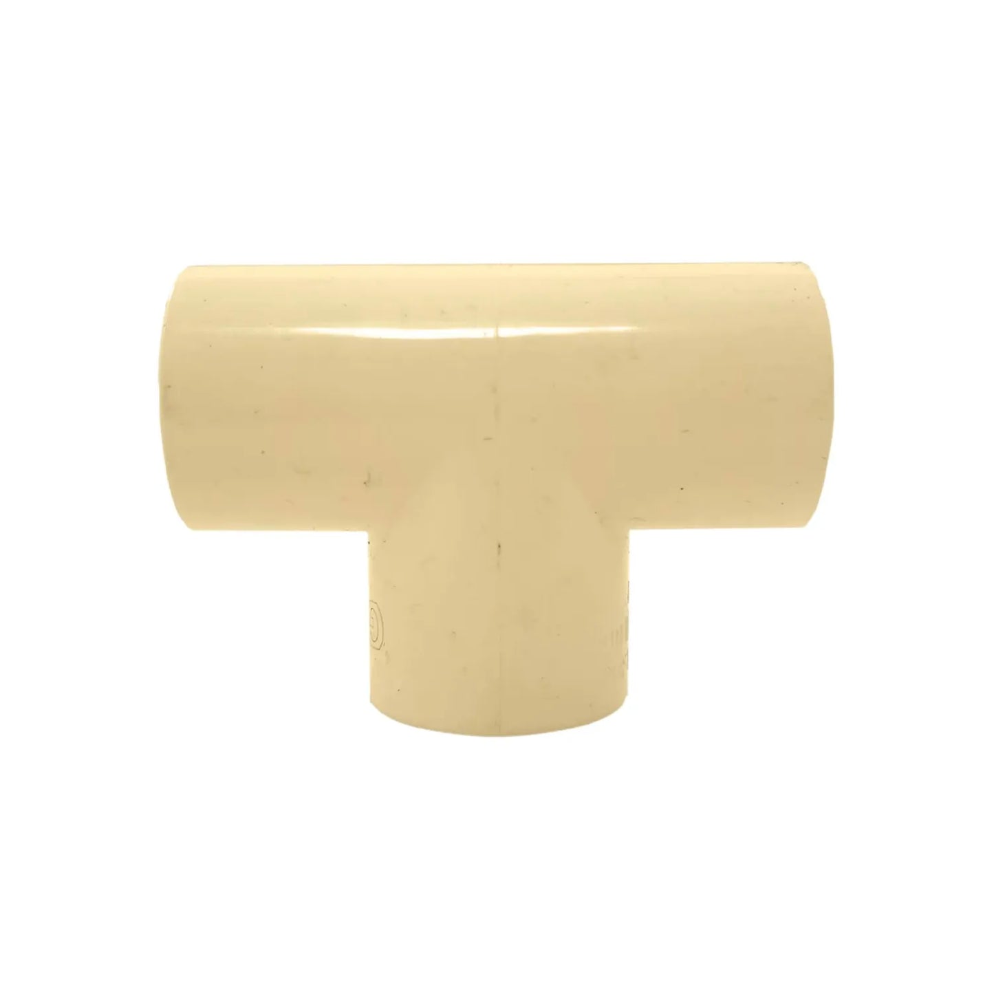 Tee de CPVC color crema para unir tuberías de agua, accesorio de plomería 3/4 pulgada para derivaciones.