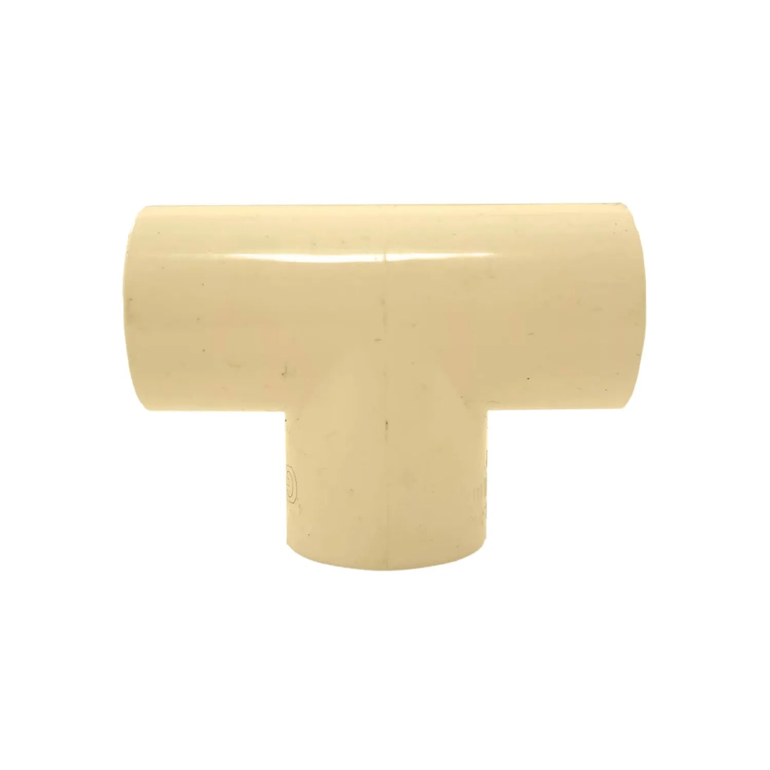 Tee de CPVC color crema para unir tuberías de agua, accesorio de plomería 3/4 pulgada para derivaciones.