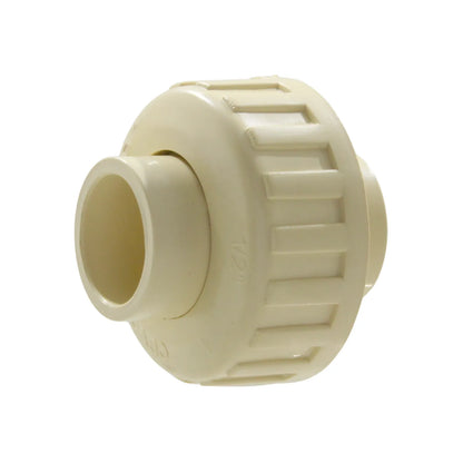 Tuerca unión CPVC 1/2 pulgada beige para tubería de agua.