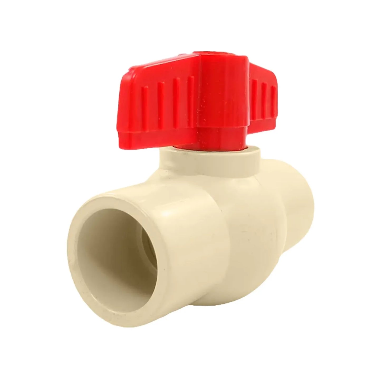 Válvula de esfera CPVC 1 pulgada (25mm) con mango rojo para control de flujo de agua en tuberías
