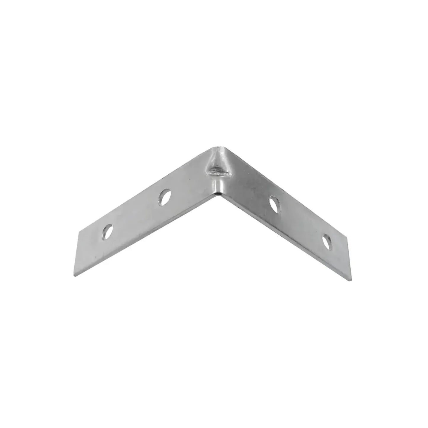 Escuadra de refuerzo metálica galvanizada en forma de L con 4 orificios para fijación de muebles y carpintería