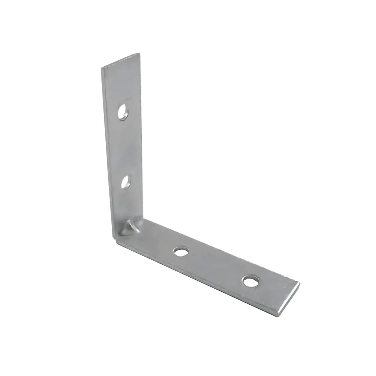 Escuadra metálica de refuerzo en L de acero galvanizado con 4 perforaciones para unión de madera y carpintería
