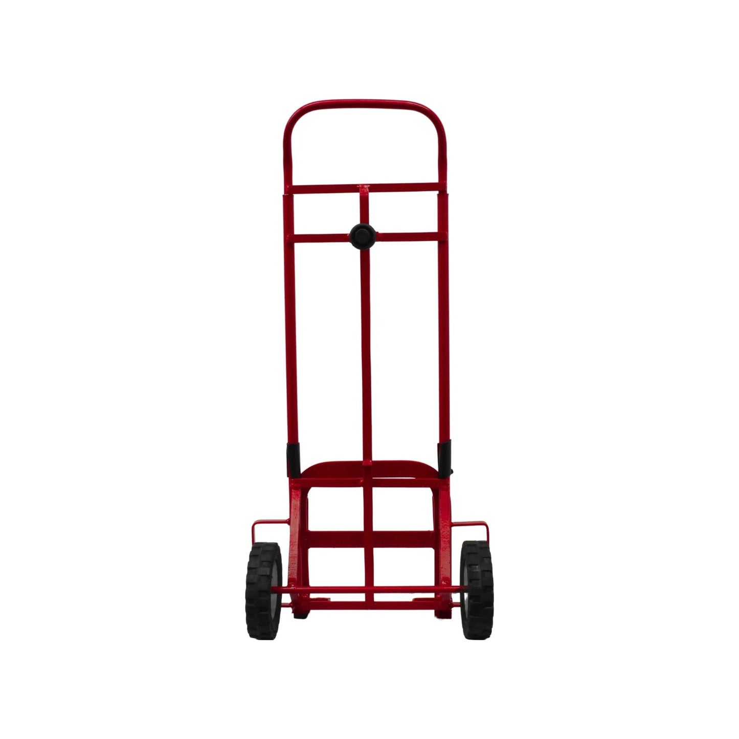 Diablo de carga rojo de metal con ruedas, ideal para equipaje y transporte de cajas