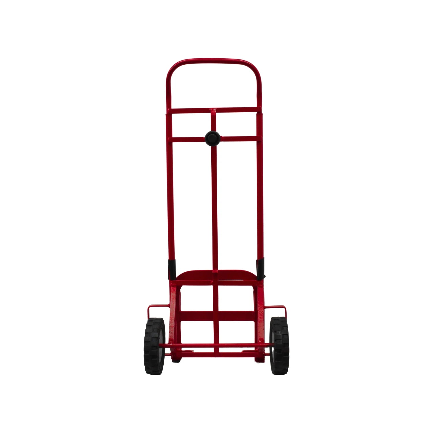 Diablo de carga rojo de metal con ruedas, ideal para equipaje y transporte de cajas