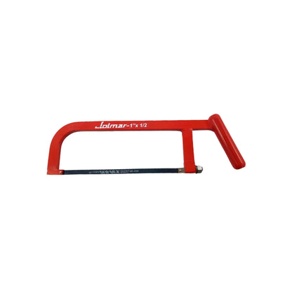 Arco para segueta Jolmar rojo con hoja bimetálica para corte de metales y tubería.