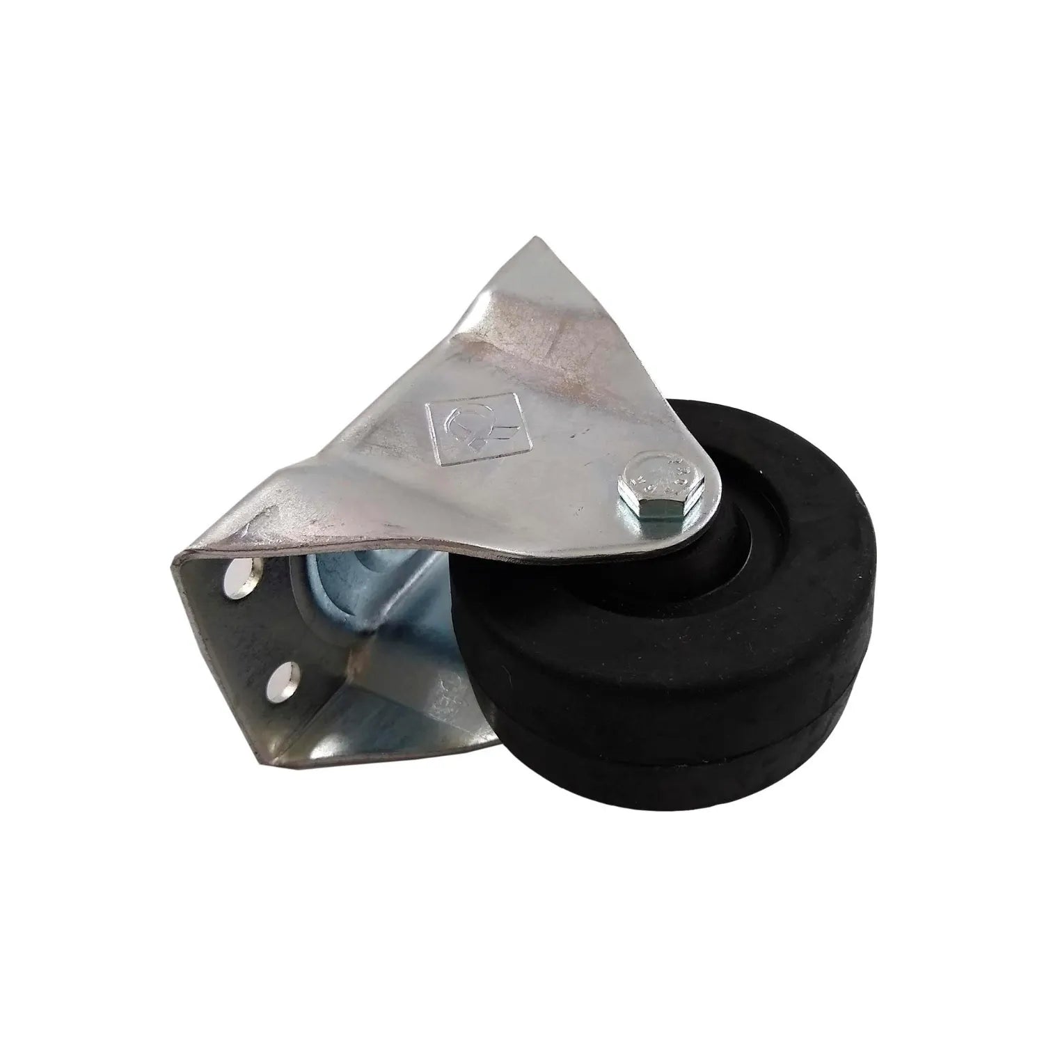 Rodaja de placa fija galvanizada con rueda negra de goma, para mobiliario y equipos industriales