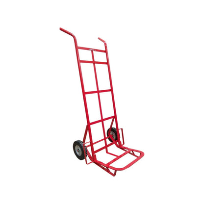 Diablo de carga rojo Jolmar, carretilla de mano robusta con ruedas para transporte de materiales.