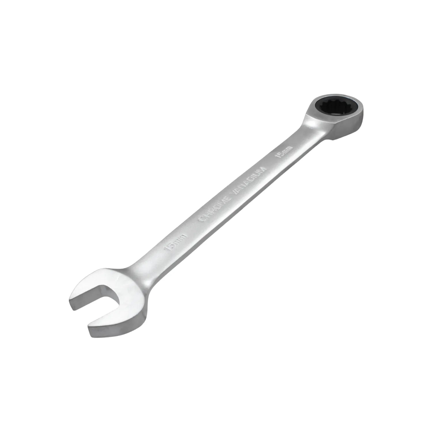 Llave combinada de matraca 15mm cromo vanadio para ajuste de tuercas y tornillos