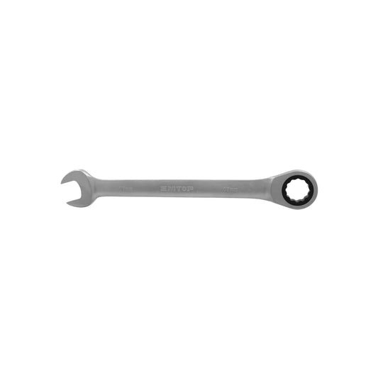 Llave combinada EMTOP 17mm con matraca, acabado metálico, para trabajos mecánicos