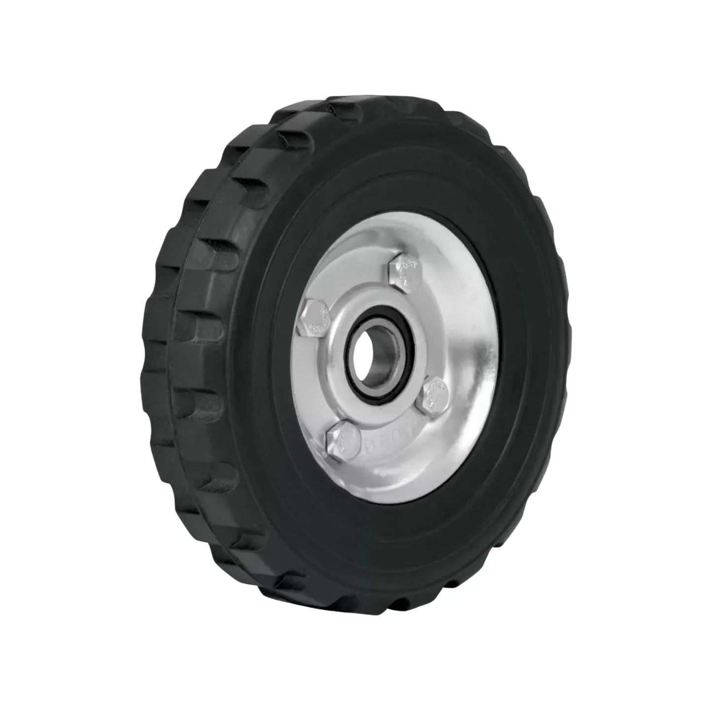 Rueda de caucho negro sólido 12 pulgadas con balero y rin de aluminio para diablo o carretilla