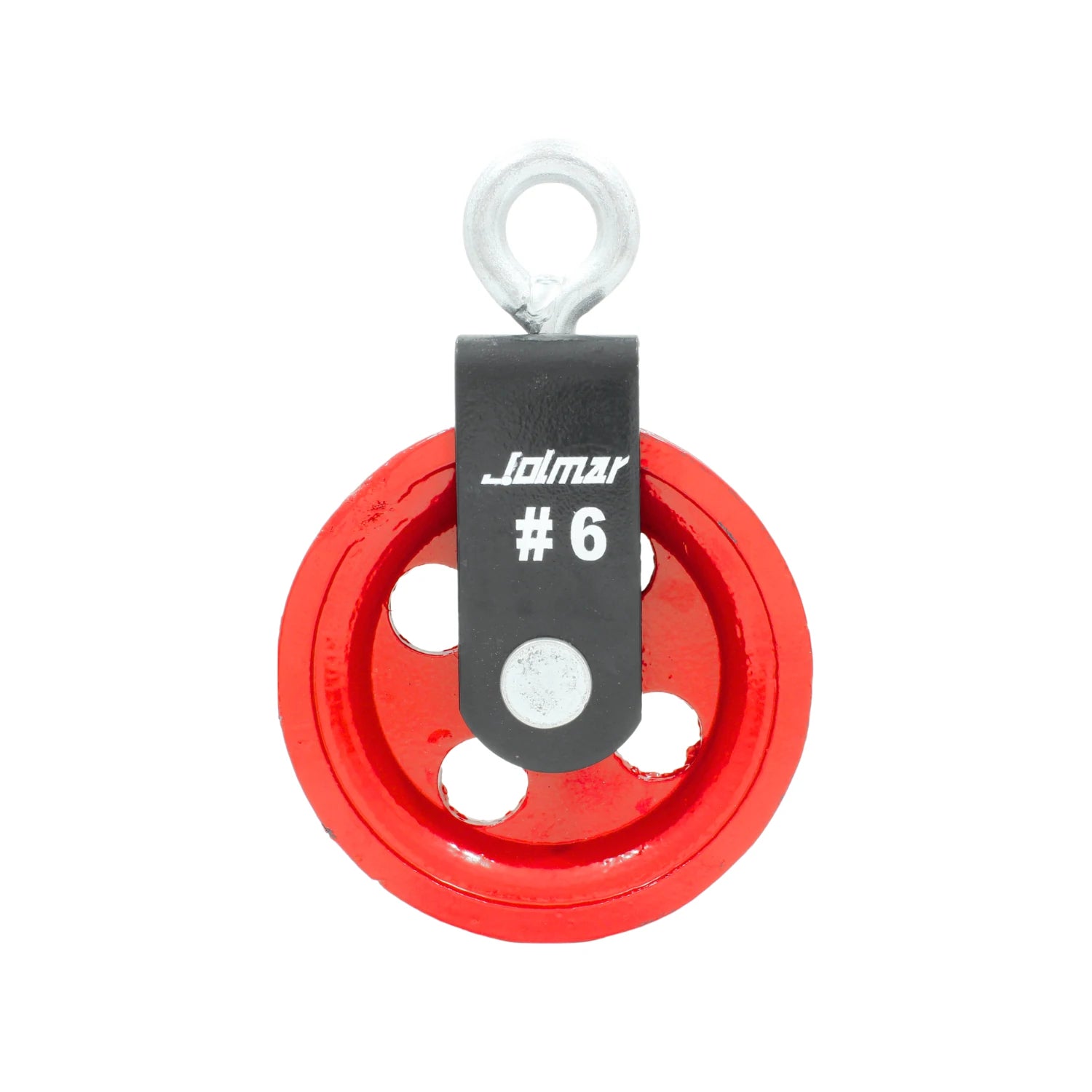 Garrucha para noria Jolmar #6 roja, polea simple con ojo de izaje