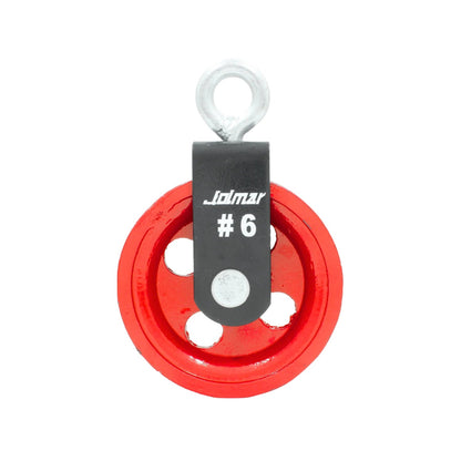 Garrucha para noria Jolmar #6 roja, polea simple con ojo de izaje