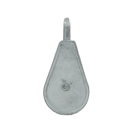 Garrucha metálica plateada con gancho, polea simple para tendedero de ropa