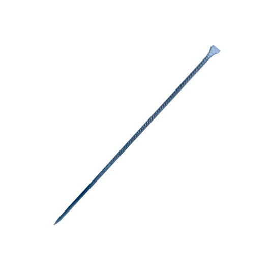 Barreta de varilla de acero 1.75m, cuerpo estriado azul oscuro, con punta afilada y extremo de cincel.