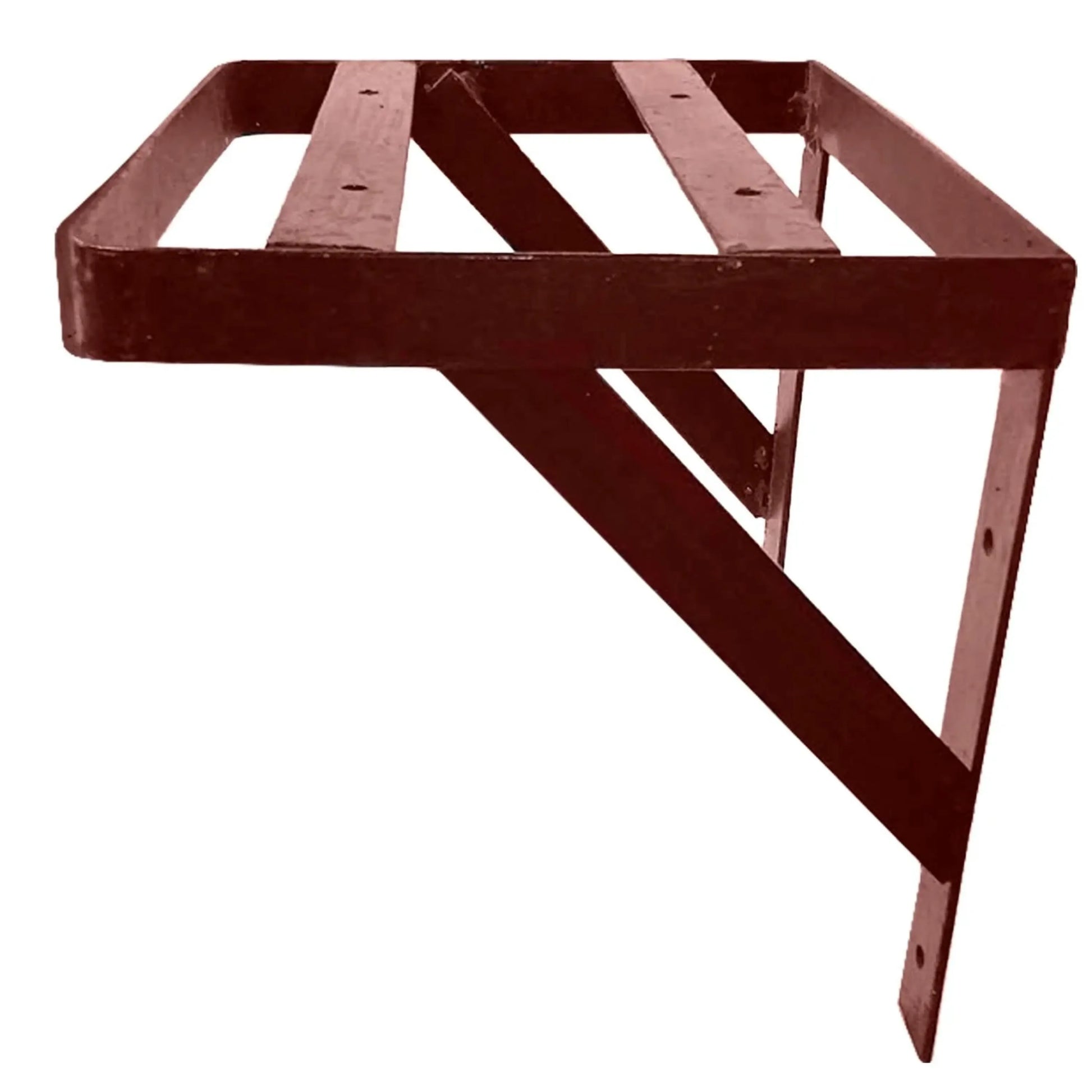 Soporte de repisa metálico marrón rojizo, escuadra reforzada para estante de pared, instalación resistente