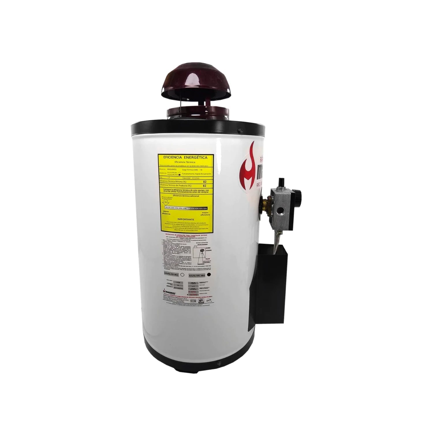 Calentador de agua de paso mini Magamex blanco 4.5L, gas, rápida recuperación, alta eficiencia energética