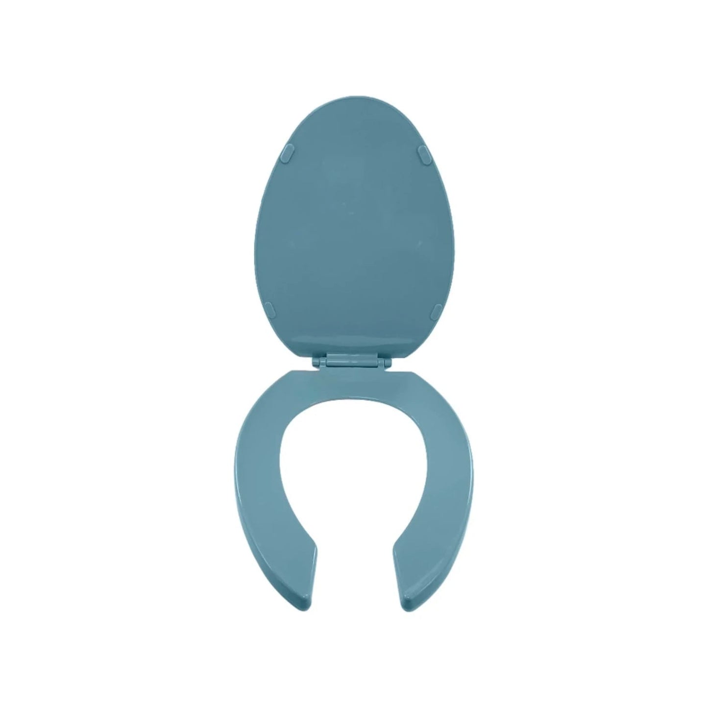 Asiento para baño azul holandés, forma ovalada, con tapa levantada de plástico