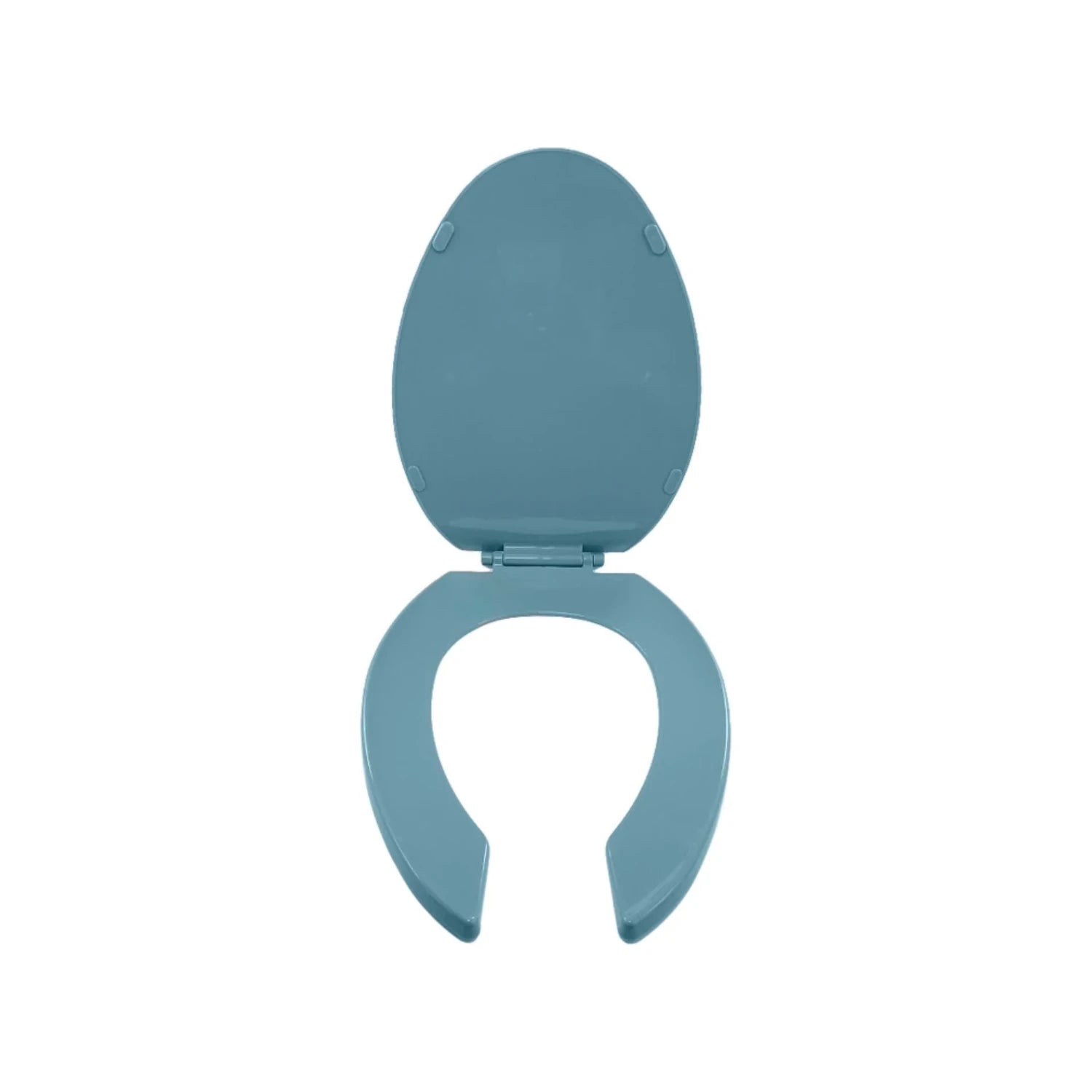 Asiento para baño azul holandés, forma ovalada, con tapa levantada de plástico