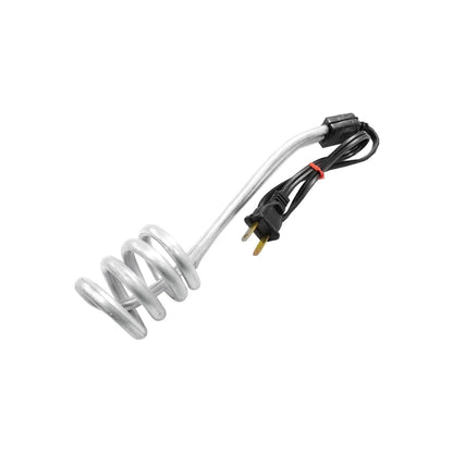 Calentador de inmersión eléctrico portátil, resistencia espiral plateada, cable negro con enchufe de 2 pines